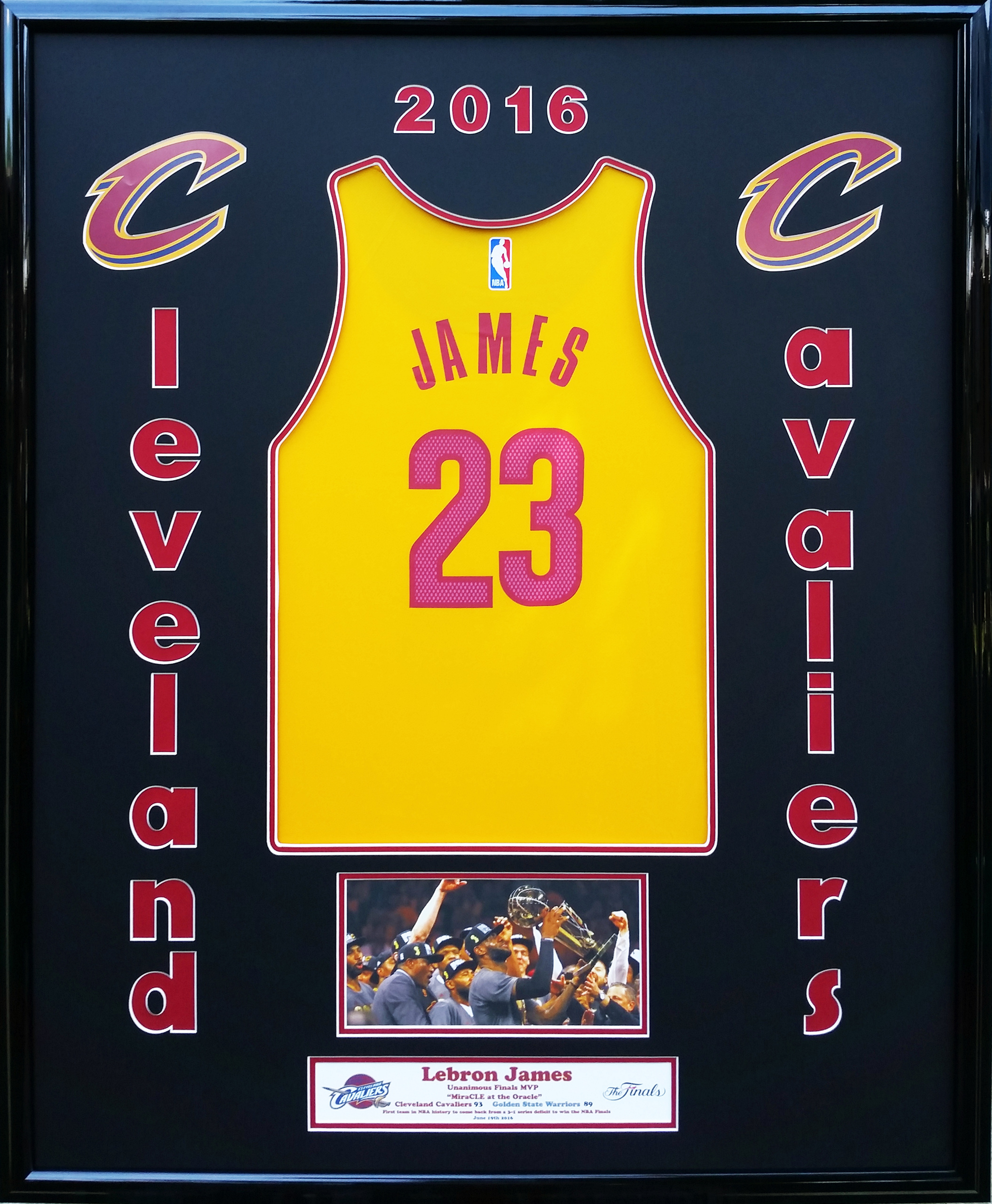 Cleveland Cavaliers Lebron James 2016 NBA Finals Champions Framed Jersey 40  x 32 inches